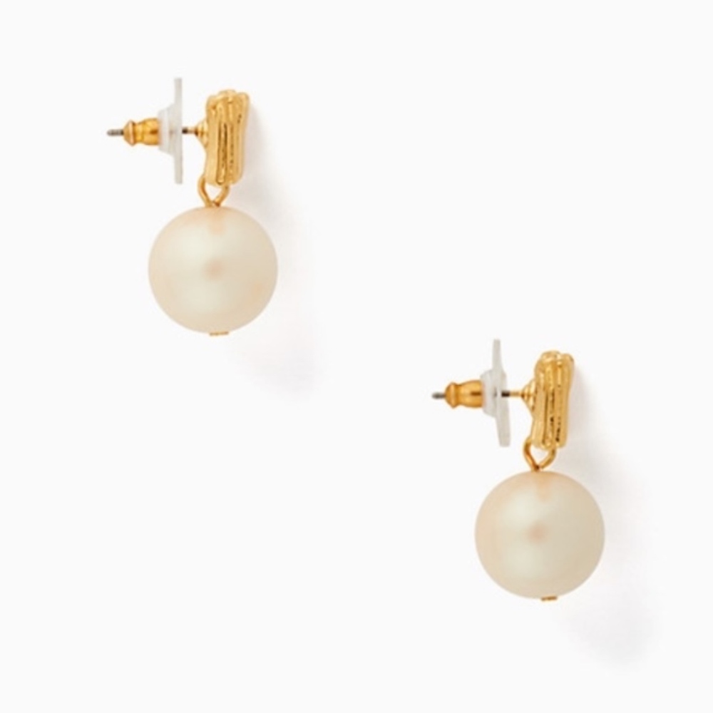 Kate Spade Pearl & Gold Bow Earrings - Picture 7 of 13